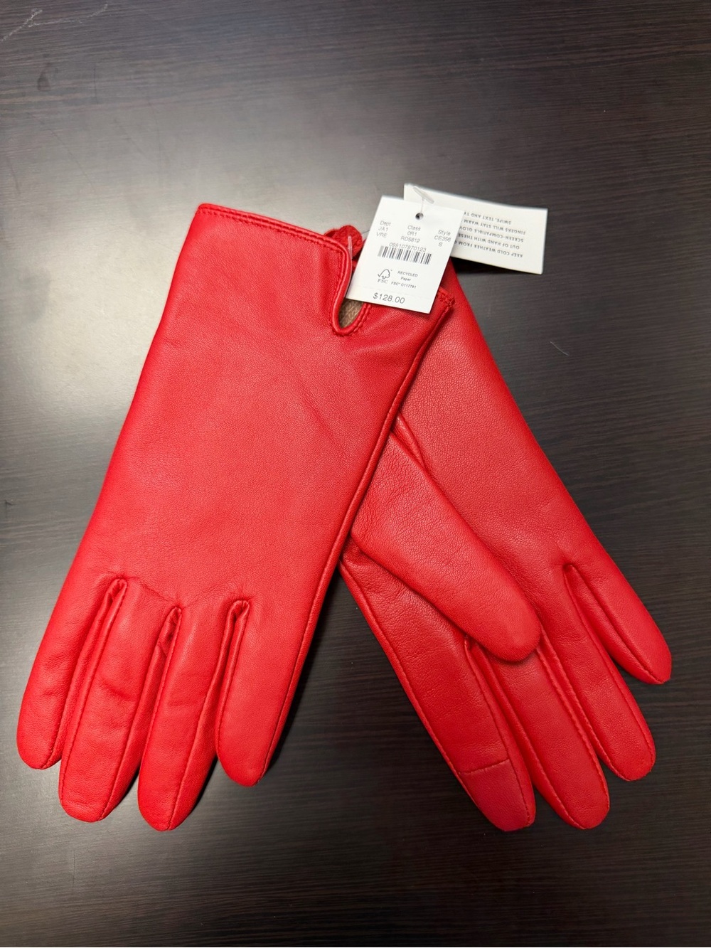 J. Crew Bright Red Leather Gloves